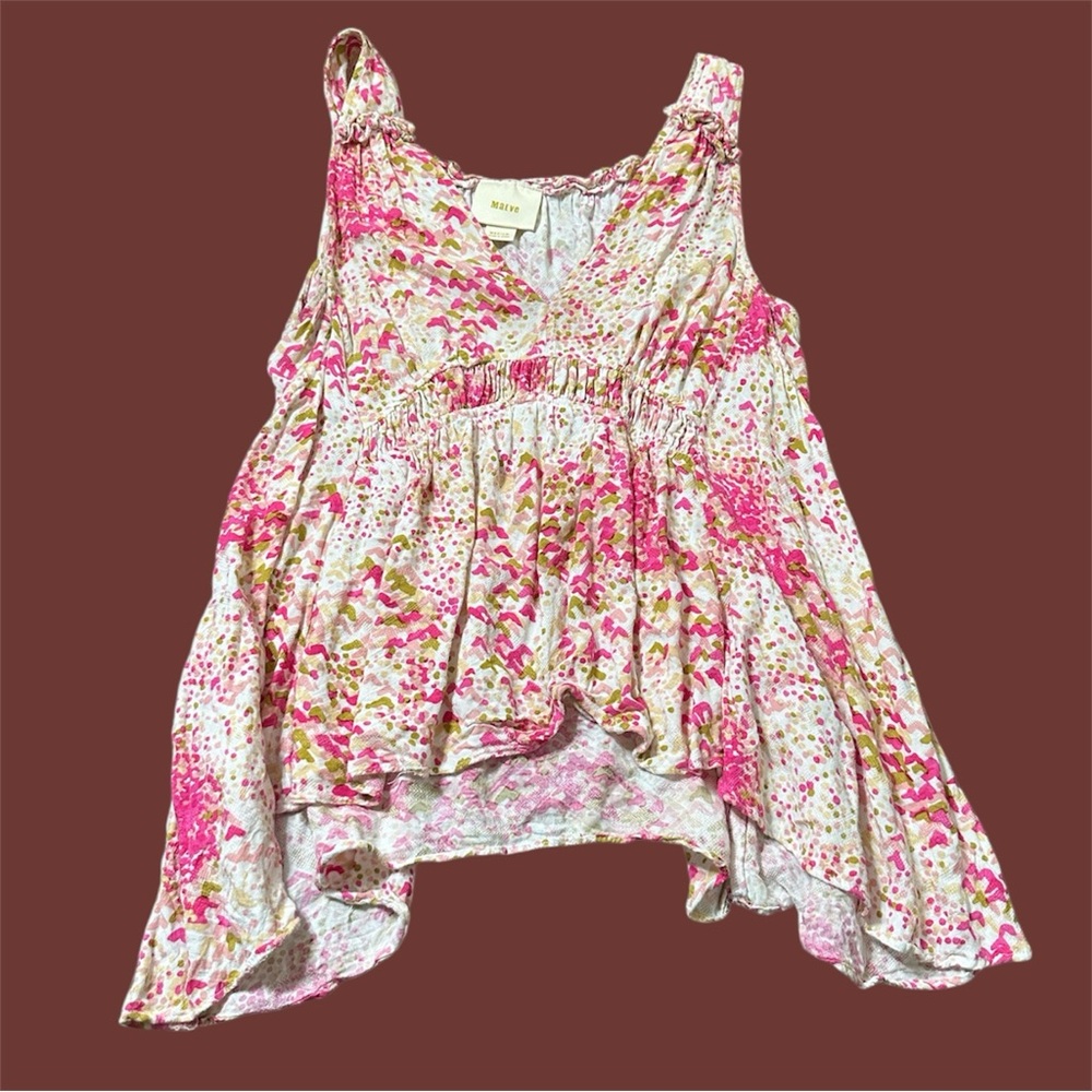 Maeve Pink and White Patterned Tank Top